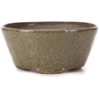 Bonsai 105 mm round brown and white bonsai pot by Bonsai, Japan