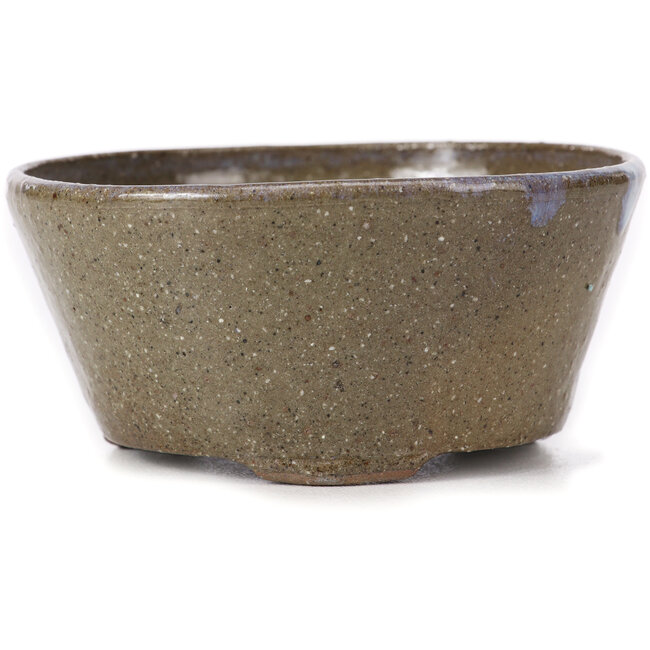 Runde braune und weiße Bonsaischale von Bonsai - 105 x 105 x 50 mm