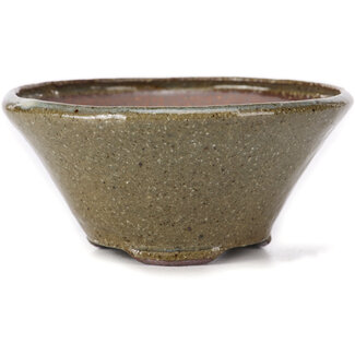 Bonsai 115 mm round brown and white bonsai pot by Bonsai, Japan