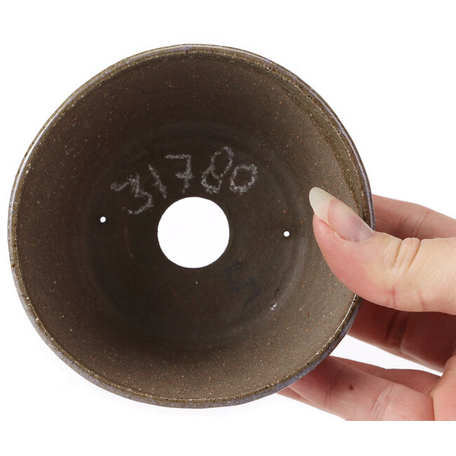 Ronde bruine en witte bonsaipot van Bonsai - 105 x 105 x 50 mm