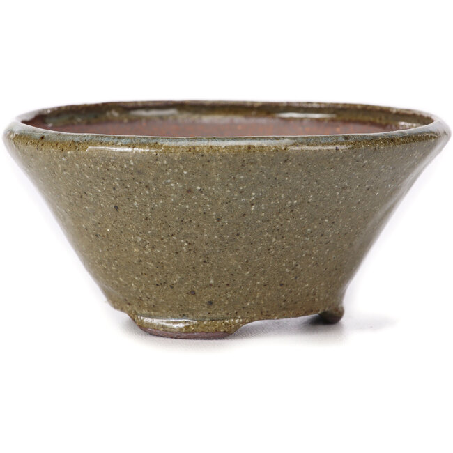 Runde braune und weiße Bonsaischale von Bonsai - 115 x 115 x 55 mm