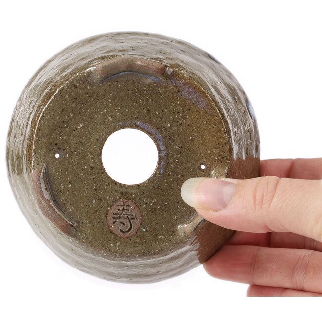 Pot à bonsaï rond marron et blanc par Bonsai - 105 x 105 x 50 mm