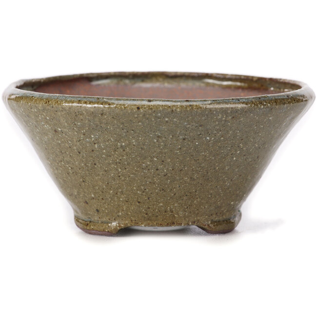 Round brown and white bonsai pot by Bonsai - 115 x 115 x 55 mm