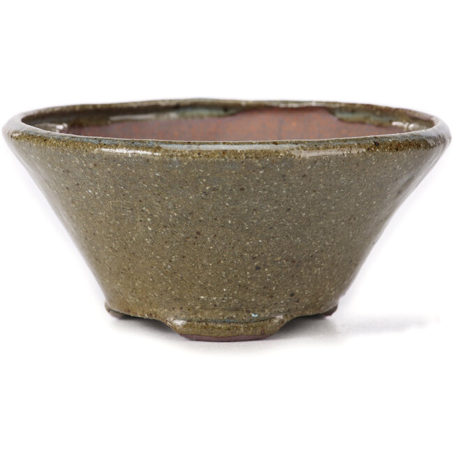 Pot à bonsaï rond marron et blanc par Bonsai - 115 x 115 x 55 mm