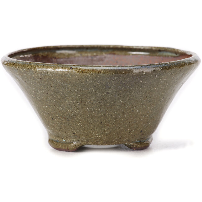 Pot à bonsaï rond marron et blanc par Bonsai - 115 x 115 x 55 mm