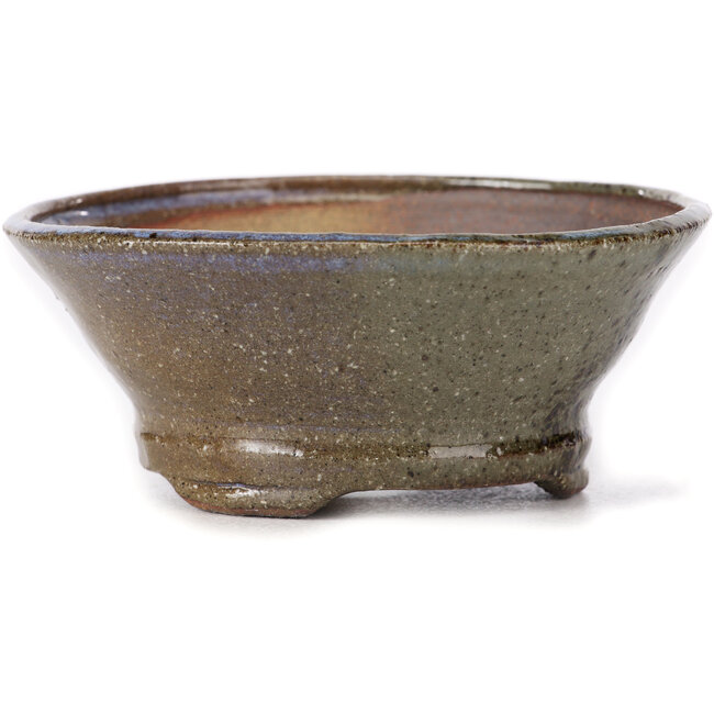 Pot à bonsaï rond marron et blanc par Bonsai - 115 x 115 x 50 mm