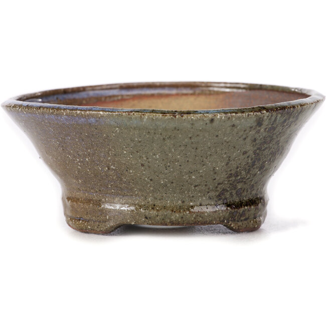 Runde braune und weiße Bonsaischale von Bonsai - 115 x 115 x 50 mm