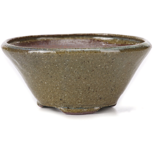 Runde braune und weiße Bonsaischale von Bonsai - 115 x 115 x 55 mm