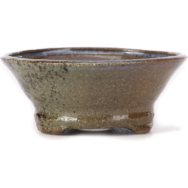 Runde braune und weiße Bonsaischale von Bonsai - 115 x 115 x 50 mm