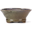 Maceta de bonsái redonda marrón y blanca de Bonsai - 115 x 115 x 50 mm