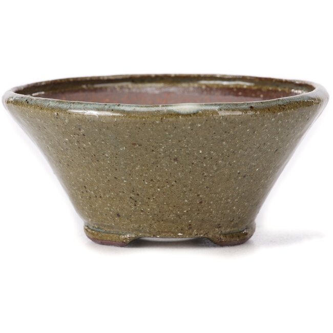 Pot à bonsaï rond marron et blanc par Bonsai - 115 x 115 x 55 mm