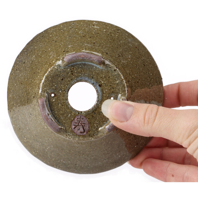 Round brown and white bonsai pot by Bonsai - 115 x 115 x 55 mm