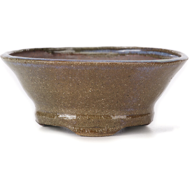 Round brown and white bonsai pot by Bonsai - 115 x 115 x 50 mm