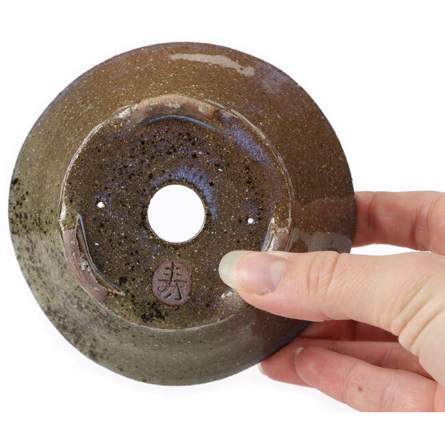 Pot à bonsaï rond marron et blanc par Bonsai - 115 x 115 x 50 mm