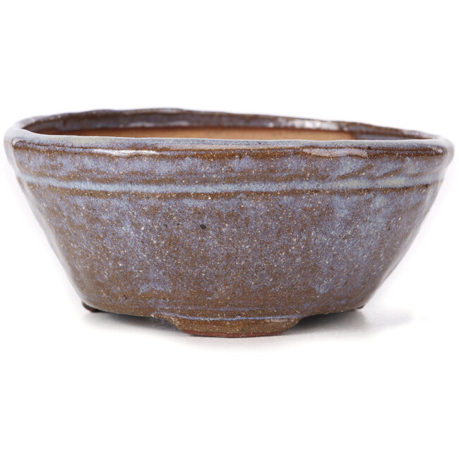Pot à bonsaï rond marron et bleu par Bonsai - 120 x 120 x 55 mm