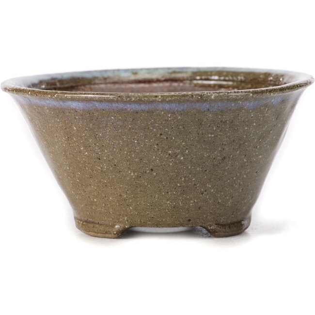 Ronde bruine en blauwe bonsaipot van Bonsai - 115 x 115 x 55 mm