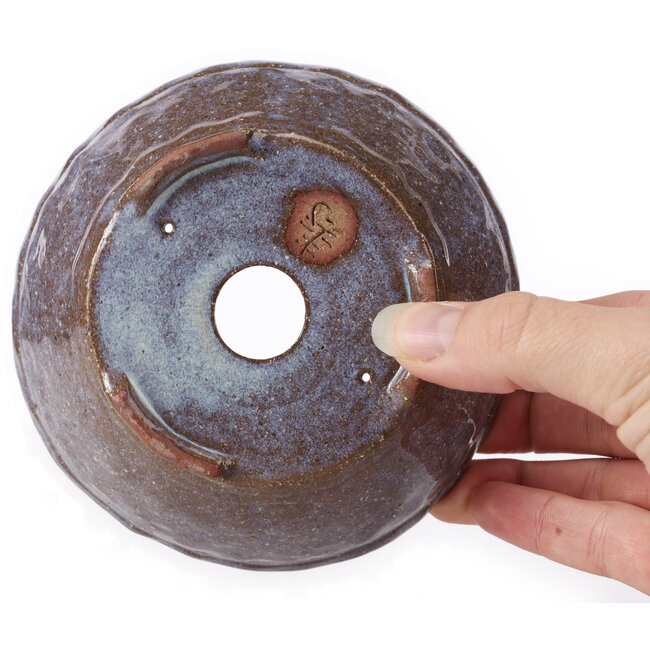 Pot à bonsaï rond marron et bleu par Bonsai - 120 x 120 x 55 mm