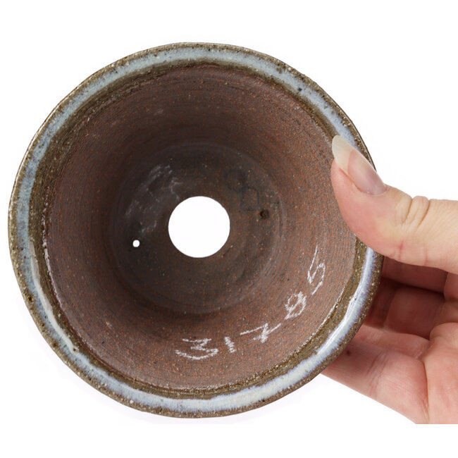 Pot à bonsaï rond marron et bleu par Bonsai - 115 x 115 x 55 mm