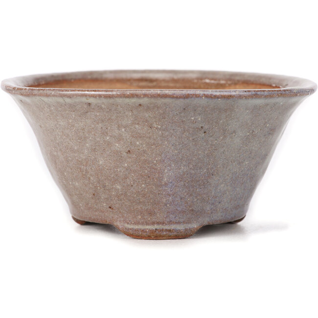 Maceta de bonsái redonda marrón y blanca de Bonsai - 115 x 115 x 60 mm