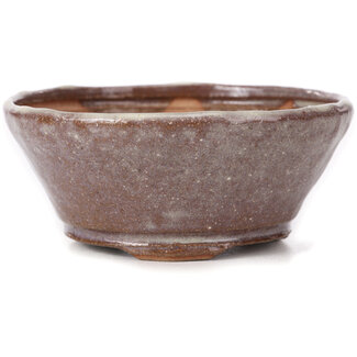 Bonsai 125 mm round brown and white bonsai pot by Bonsai, Japan