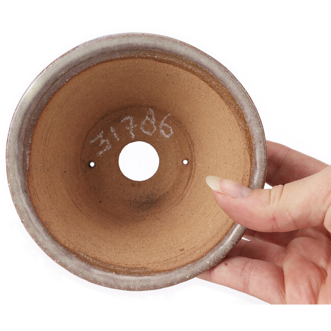 Round brown and white bonsai pot by Bonsai - 115 x 115 x 60 mm
