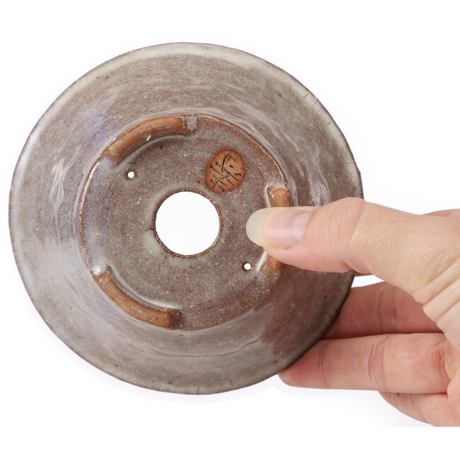 Pot à bonsaï rond marron et blanc par Bonsai - 115 x 115 x 60 mm