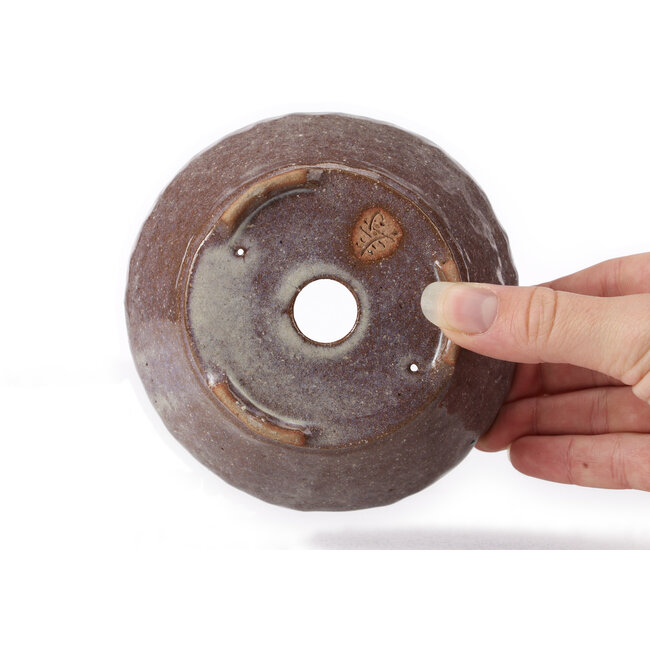 Pot à bonsaï rond marron et blanc par Bonsai - 125 x 125 x 55 mm