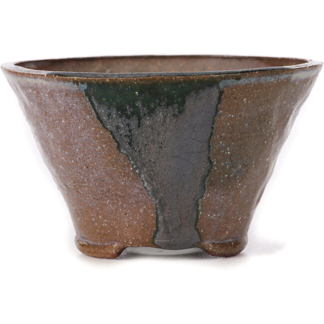 Round brown and white bonsai pot by Bonsai - 105 x 105 x 65 mm