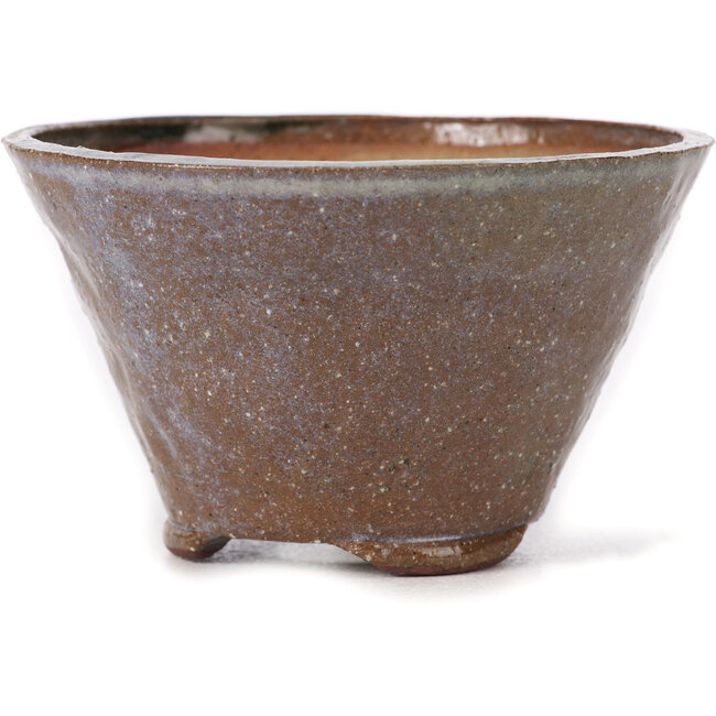 Ronde bruine en witte bonsaipot van Bonsai - 105 x 105 x 65 mm