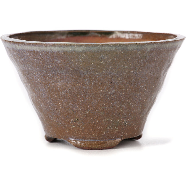 Runde braune und weiße Bonsaischale von Bonsai - 105 x 105 x 65 mm