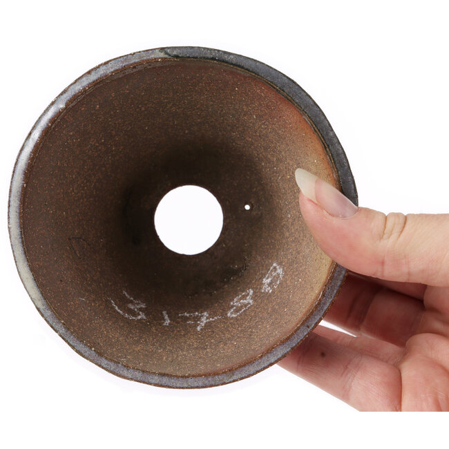 Pot à bonsaï rond marron et blanc par Bonsai - 105 x 105 x 65 mm