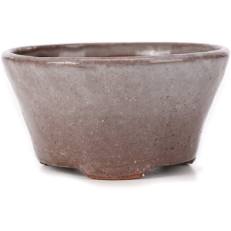 Bonsai 105 mm round brown and white bonsai pot by Bonsai, Japan