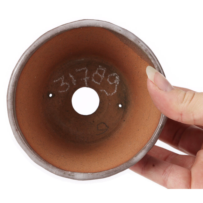 Round brown and white bonsai pot by Bonsai - 105 x 105 x 50 mm