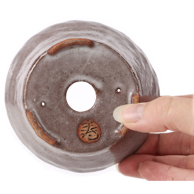 Pot à bonsaï rond marron et blanc par Bonsai - 105 x 105 x 50 mm