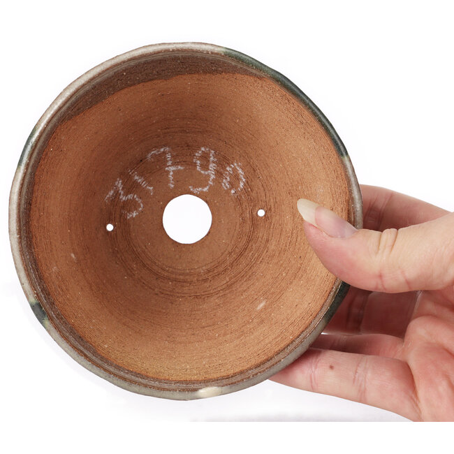 Ronde bruine en witte bonsaipot van Bonsai - 120 x 120 x 50 mm