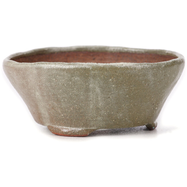 Round brown and white bonsai pot by Bonsai - 115 x 115 x 50 mm