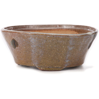 Bonsai 115 mm round brown and white bonsai pot by Bonsai, Japan