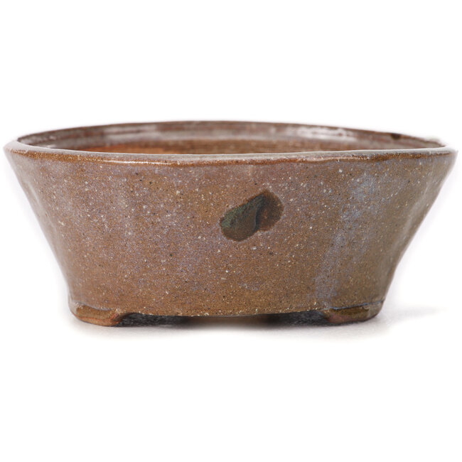 Round brown and white bonsai pot by Bonsai - 115 x 115 x 45 mm