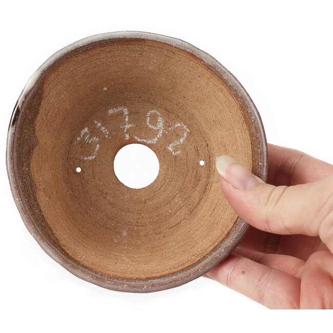 Ronde bruine en witte bonsaipot van Bonsai - 115 x 115 x 45 mm