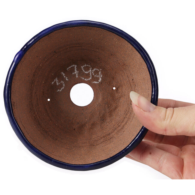 Round blue bonsai pot by Bonsai - 115 x 115 x 55 mm
