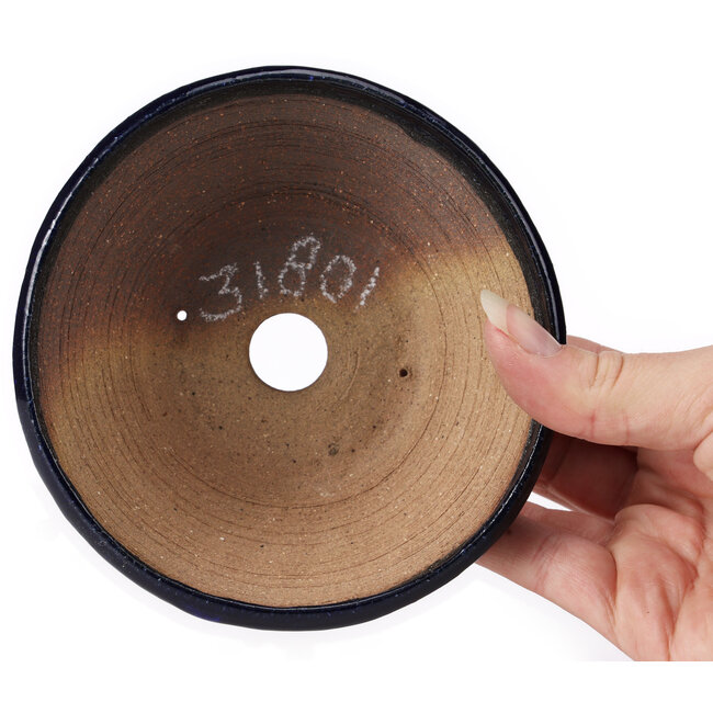 Pot à bonsaï rond bleu par Bonsai - 125 x 125 x 55 mm