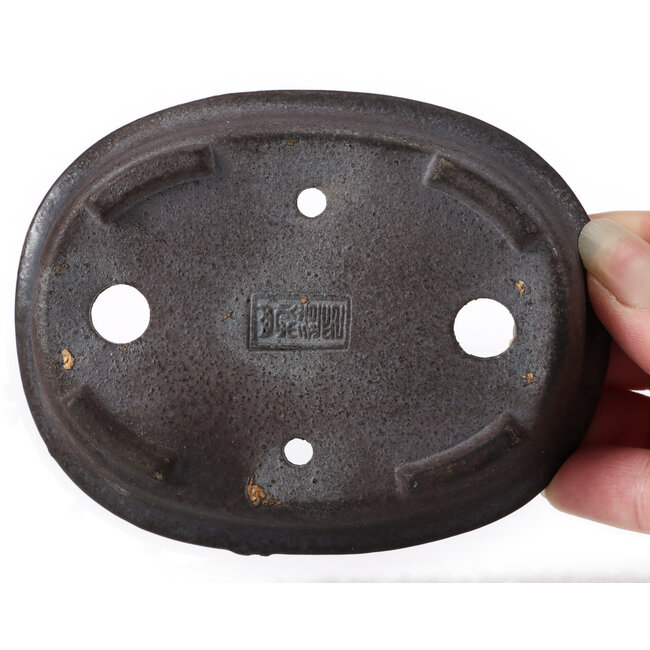 Ovale ongeglazuurde bonsaipot van Yamaaki - 110 x 85 x 20 mm