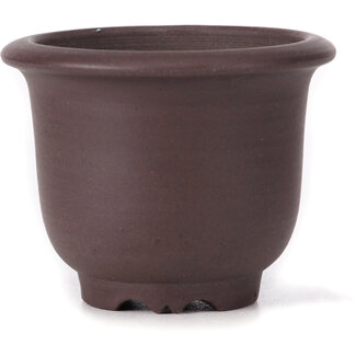 Maceta de bonsái redonda sin esmaltar de 80 mm de Yamaaki, Tokoname, Japón