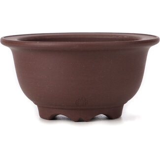 Vaso per bonsai rotondo non smaltato da 115 mm di Yamaaki, Tokoname, Giappone