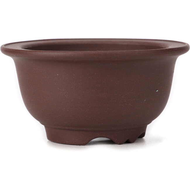 Ronde ongeglazuurde bonsaipot van Yamaaki - 115 x 115 x 60 mm