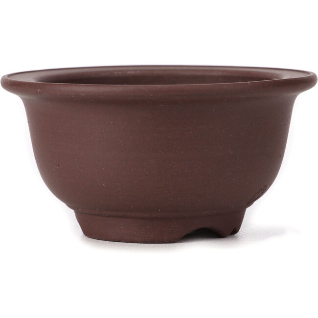 Ronde ongeglazuurde bonsaipot van Yamaaki - 115 x 115 x 60 mm