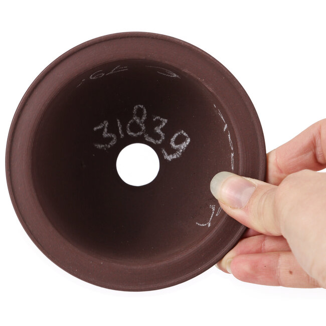 Ronde ongeglazuurde bonsaipot van Yamaaki - 115 x 115 x 60 mm