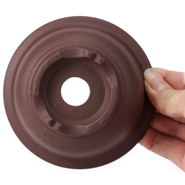 Ronde ongeglazuurde bonsaipot van Yamaaki - 115 x 115 x 60 mm