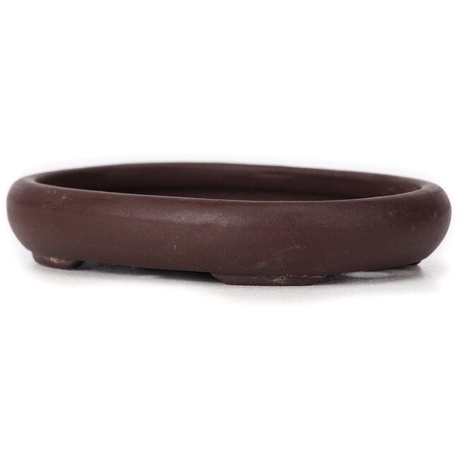 Oval unglazed bonsai pot by Yamaaki - 110 x 85 x 20 mm