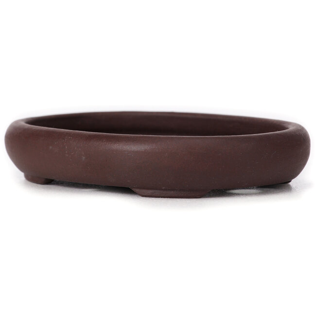 Oval unglazed bonsai pot by Yamaaki - 110 x 85 x 20 mm